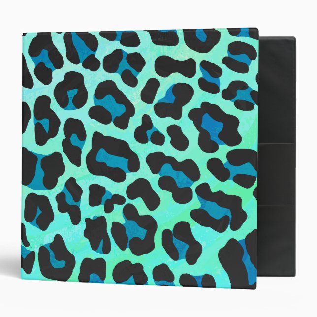 Classeur Léopard noir et Turquoise (Devant/intérieur)