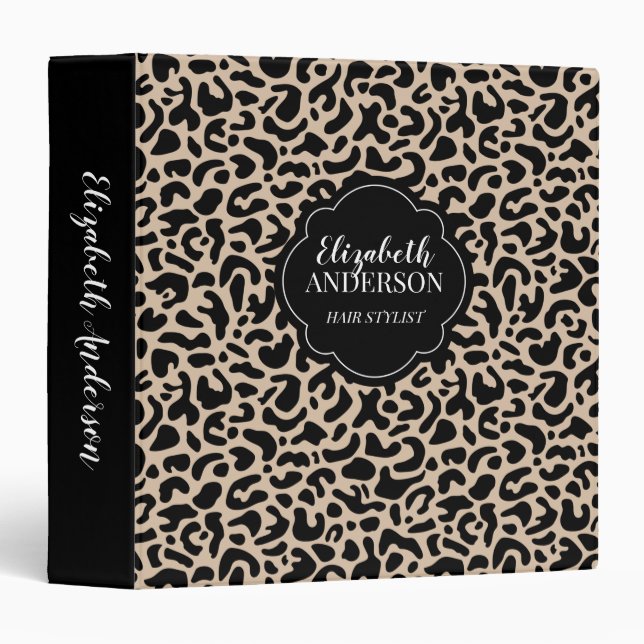 Classeur Leopard Print Hair Stylist Beauty Salon Binder (Devant/Côté)