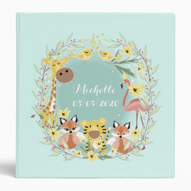 Classeur Les animaux de la jungle baby shower garçon ou fil (Devant)