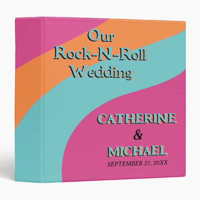Classeur Les années 70 rétro Super Fuchsia Mariage (Devant/Côté)