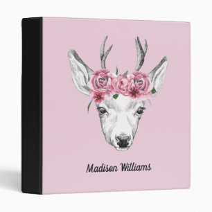 Classeur Les cerfs communs de fleurs d'aquarelle ajoutent