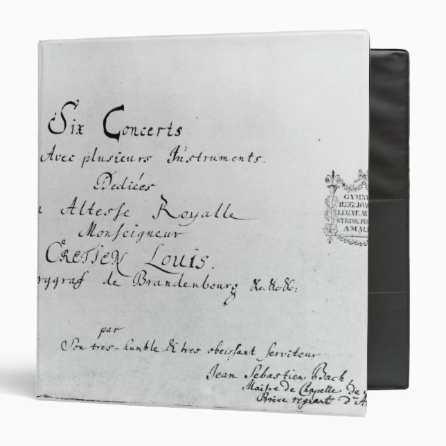 Classeur Les concerts de Brandebourg, 1721 (Devant/Intérieur)