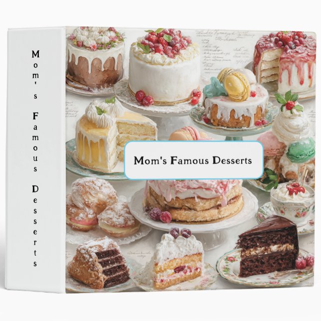 Classeur Les desserts préférés de maman Gâteaux tartes  (Devant/Côté)