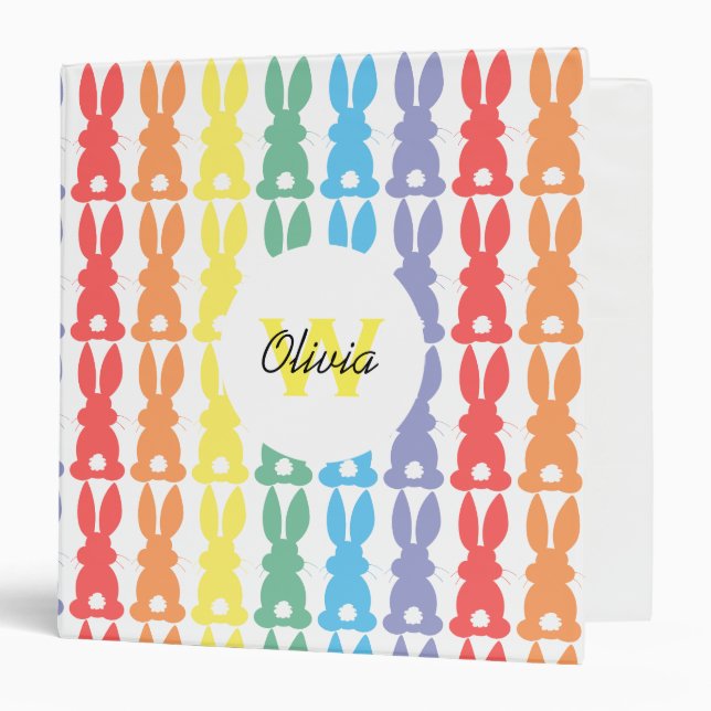 Classeur Les enfants Bunny Arc-en-ciel Silhouette Monogramm (Devant/Intérieur)