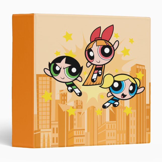 Classeur Les Filles Powerpuff Sauvent La Journée (Devant/Côté)