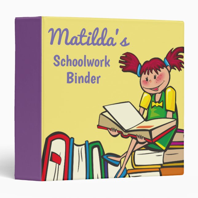 Classeur Les livres de lecture de fille de bande dessinée (Devant/Côté)