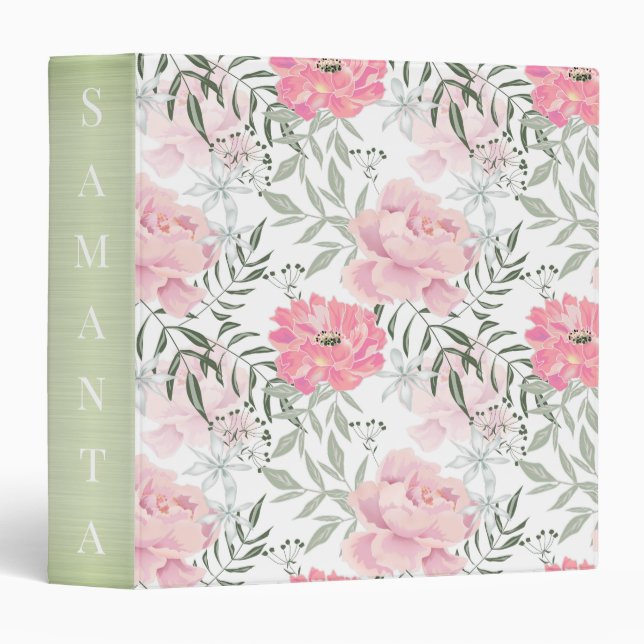 Classeur Les pivoines roses (Devant/Côté)