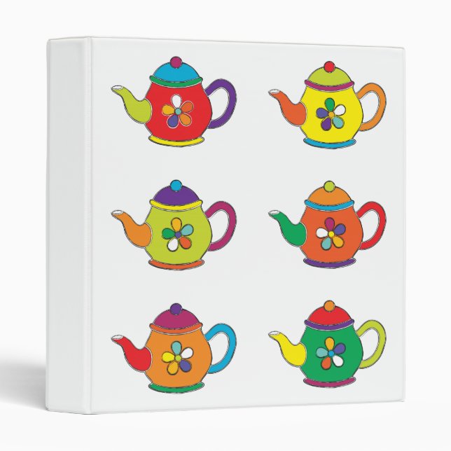 CLASSEUR LES TEAPOTS COLORÉS (Devant/Côté)