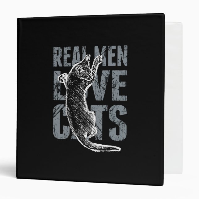 Classeur Les vrais hommes adorent les chats en style détend (Devant/Intérieur)