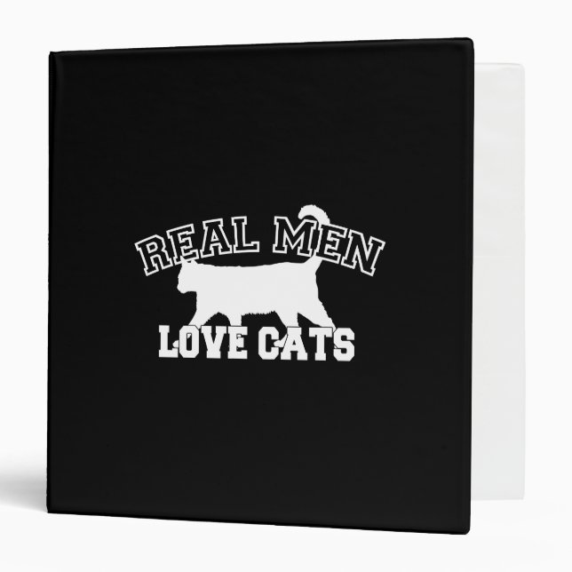 Classeur Les vrais hommes aiment les chats Silhouette blanc (Devant/Intérieur)