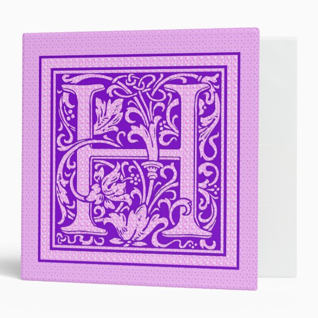 Classeur Lettre Casquette décorative violet et rose H (Devant/intérieur)