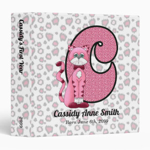 Classeur LETTRE CHATON Rose CHAT MONogramme C Bébé