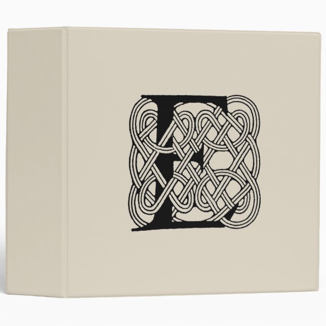 Classeur Lettre E Noeud Celtique Monogramme Vintage (Devant/Côté)