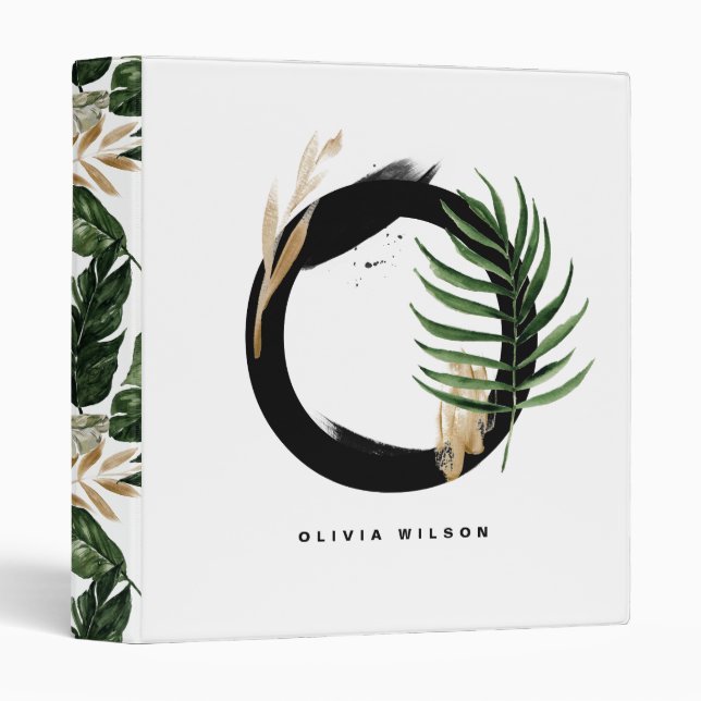 Classeur Lettre feuille de palme tropicale O Monogramme per (Devant/Côté)