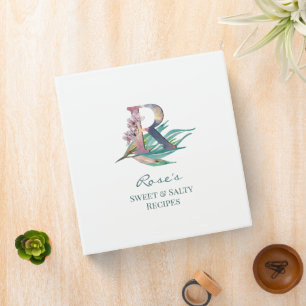 Classeur LETTRE Florale R PERTINENTE Aquarelle Monogramme d