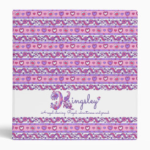 Classeur Lettre K Kingsley coeur fleurs nom de doodle