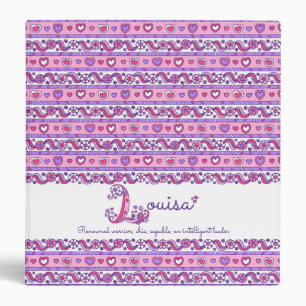 Classeur Lettre L Louisa cœurs fleurs gribouillage nom