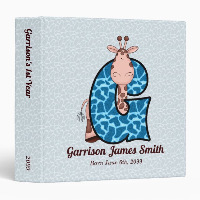Classeur LETTRE MONOGRAPHIQUE G Bébé GRAPHIQUE Bleu (Devant/Côté)