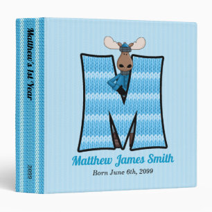 Classeur LETTRE MONOGRAPHIQUE MOOSE Bleue M Bébé