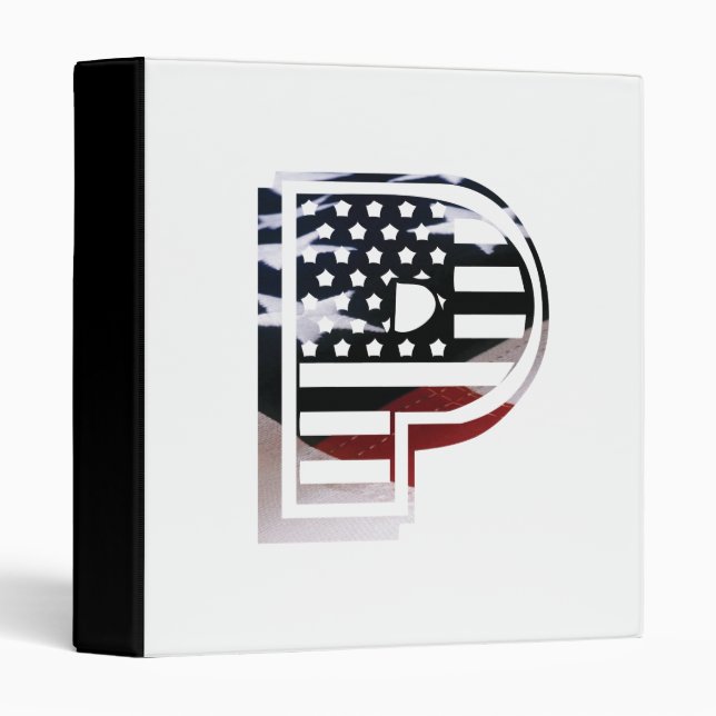Classeur Lettre P Monogramme Initial USA (Devant/Côté)