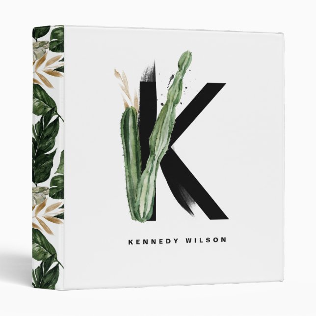 Classeur LETTRE SUCRE BOHON K Monogramme Personnalisé (Devant/Côté)