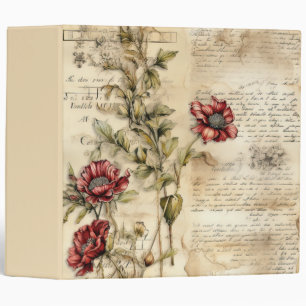 Classeur Lettre vintage d'amour parchemin avec fleurs (1)