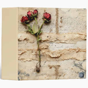 Classeur Lettre vintage d'amour parchemin avec fleurs (2)