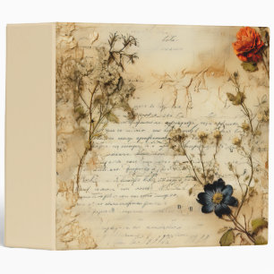 Classeur Lettre vintage d'amour parchemin avec fleurs (5)