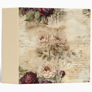 Classeur Lettre vintage d'amour parchemin avec fleurs (7)