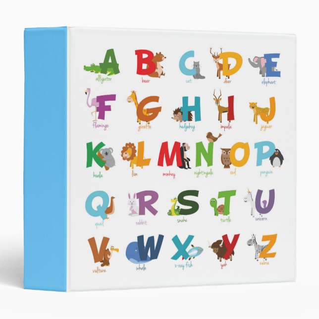 Classeur Lettres Alphabet animal illustrées (Devant/Côté)