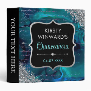 Classeur Lettres de Parties scintillant turquoise Quinceane