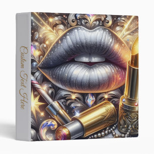 Classeur Lèvres Argentées Glamour Luxe Maquillage Cosmétiqu