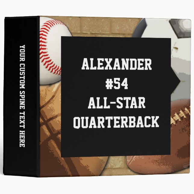 Classeur Lg Custom All-Star Sports Athlete Carnet scolaire  (Devant/Côté)
