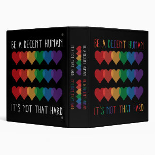 Classeur LGBT Heart Retro Be A Decent Human Ce n'est pas qu