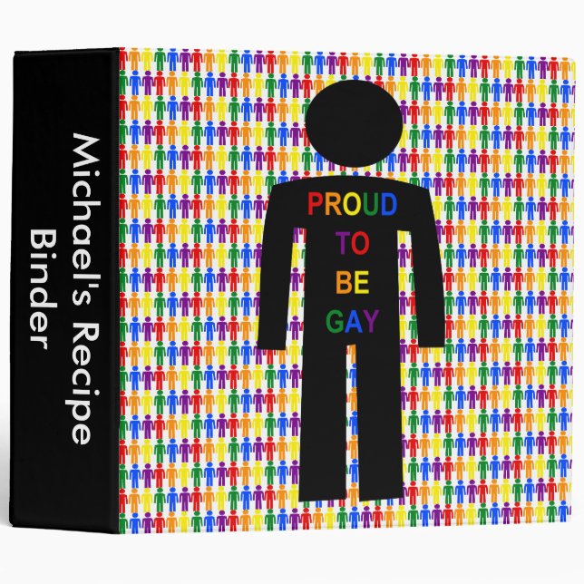 Classeur LGBTQ Homme gay Silhouette et Rainbow Men Recette (Devant/Côté)