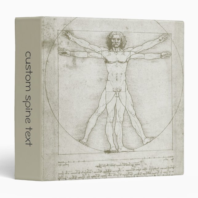 Classeur L'homme vitruvien de Léonard de Vinci (Devant/Côté)