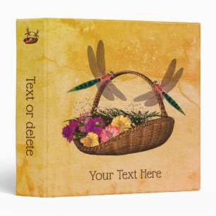 Classeur Libellules Sur Panier Fleurs En Osier Personnalisé