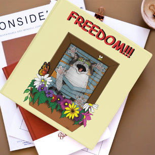 Classeur Liberté Évasion Drôle Chat Floral Jaune Fenêtre