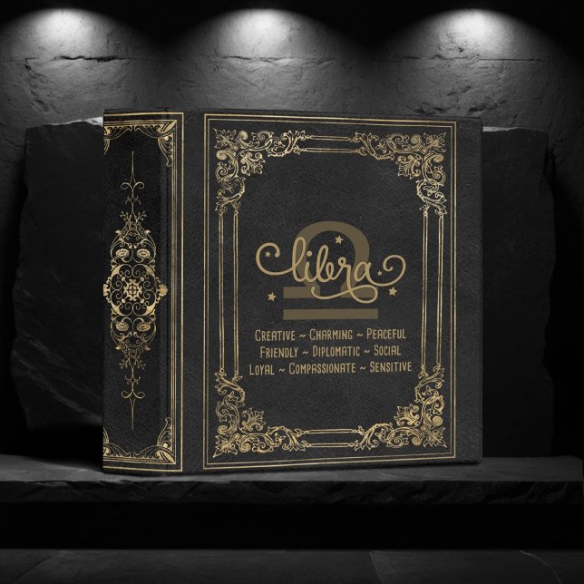 Classeur Libra Zodiac | Album ornemental noir et or (Créateur téléchargé)