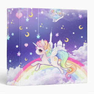 Classeur Licorne en pastel de kawaii mignon avec la galaxie