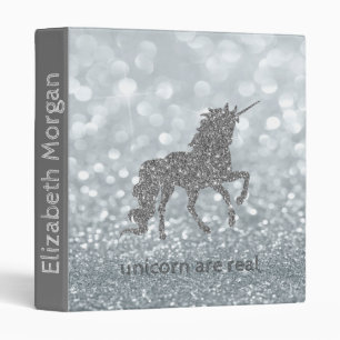 Classeur Licorne Magique, Bokeh Paillettes Argentées
