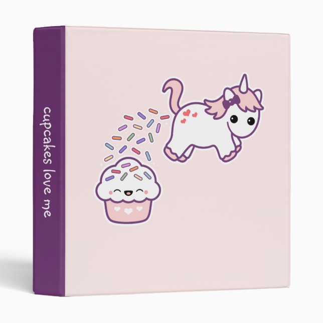 Classeur Licorne rose de Pooping (Devant/Côté)