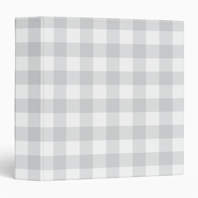 Classeur Light Grey and White Buffalo Plaid Gingham (Devant/Côté)