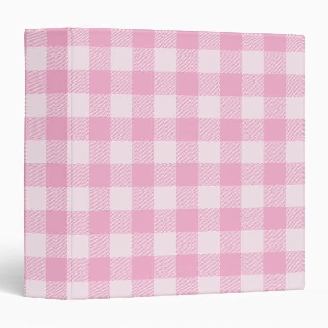 Classeur Light Pink Buffalo Plaid Gingham (Devant/Côté)