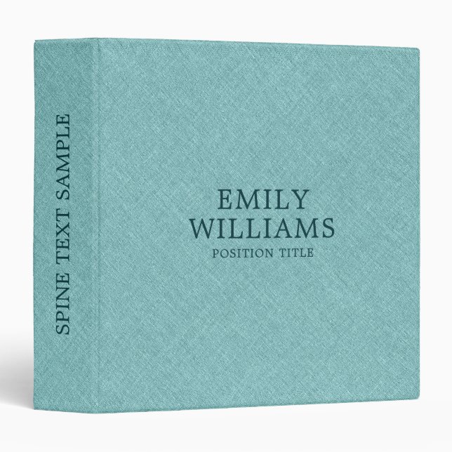 Classeur Light Teal Green Tones Linen Burlap Fabric Look (Devant/Côté)