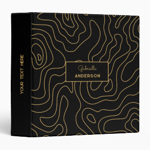 Classeur Ligne Abstraite Chic Gold & Black Topographie