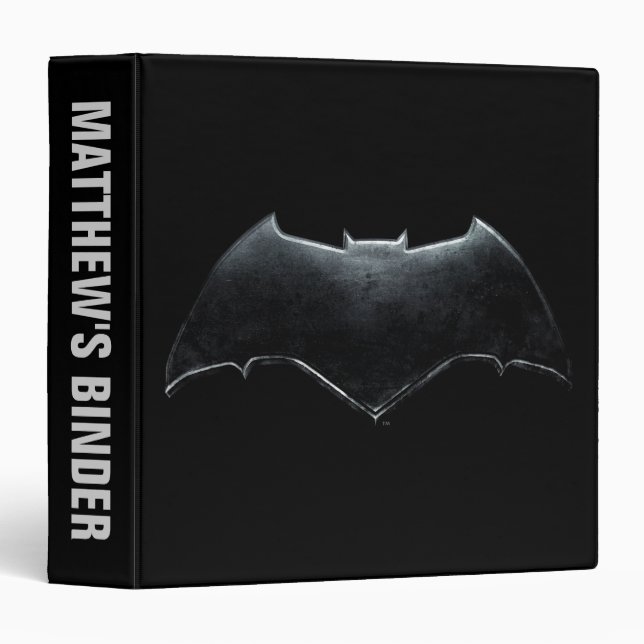 Classeur Ligue de Justice | Symbole de batman métallique (Devant/Côté)