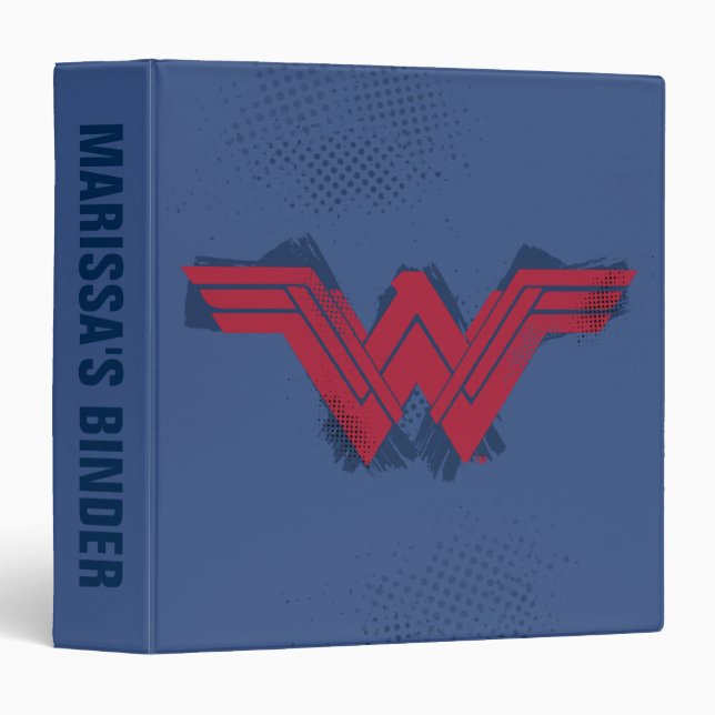 Classeur Ligue de Justice | Symbole de femme Wonder brossé (Devant/Côté)