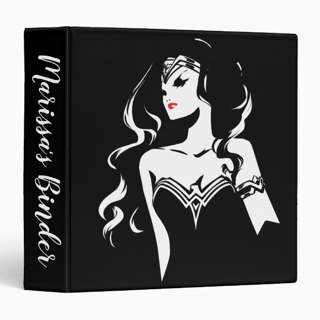 Classeur Ligue de Justice | Wonder Woman Noir Pop Art (Devant/Côté)