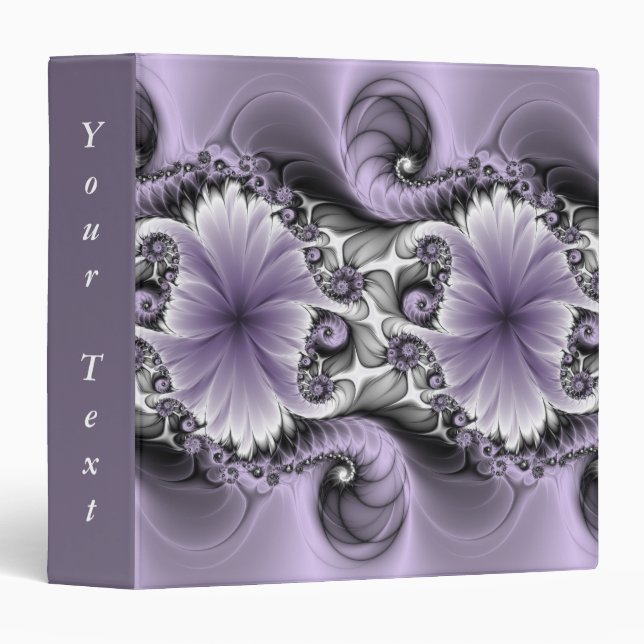 Classeur Lilac Illusion Abstrait floral Fractal Art Texte (Devant/Côté)